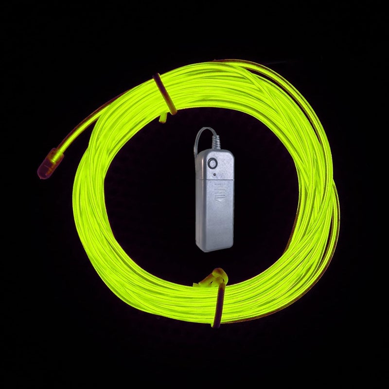 TiTiToo Fluorescent Green 5m El Wire, Portable Battery Pack Neon Wire Cuttable Glowing Neon Lights for DIY Decoration - Image 1